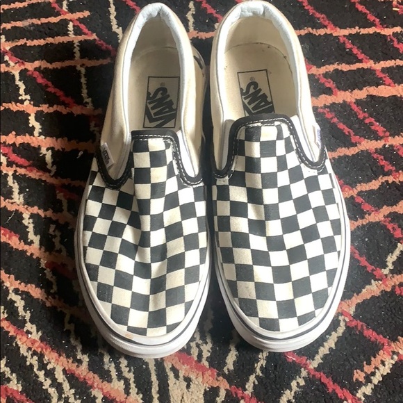 Vans Shoes - Black and white checkerboard slip on vans